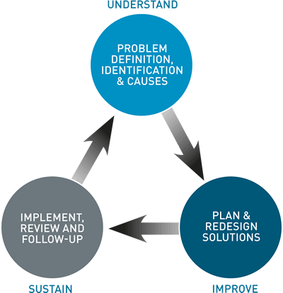 Image outlining The Department of Internal Affairs business improvement framework model. (See long description for details).