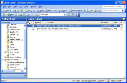 Outlook screen shot