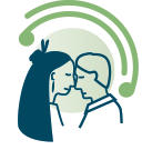 Icon showing two faces performing a hongi