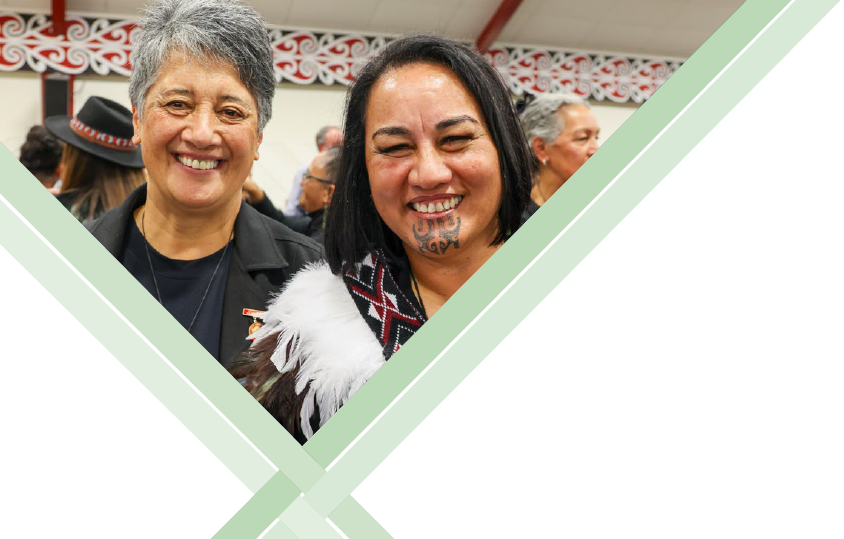 Te Urungi Māori Strategy and Performance branch Deputy Chief Executive, Karen Vercoe next to Dr Hope Tupara from the Māori Women's Welfare League.