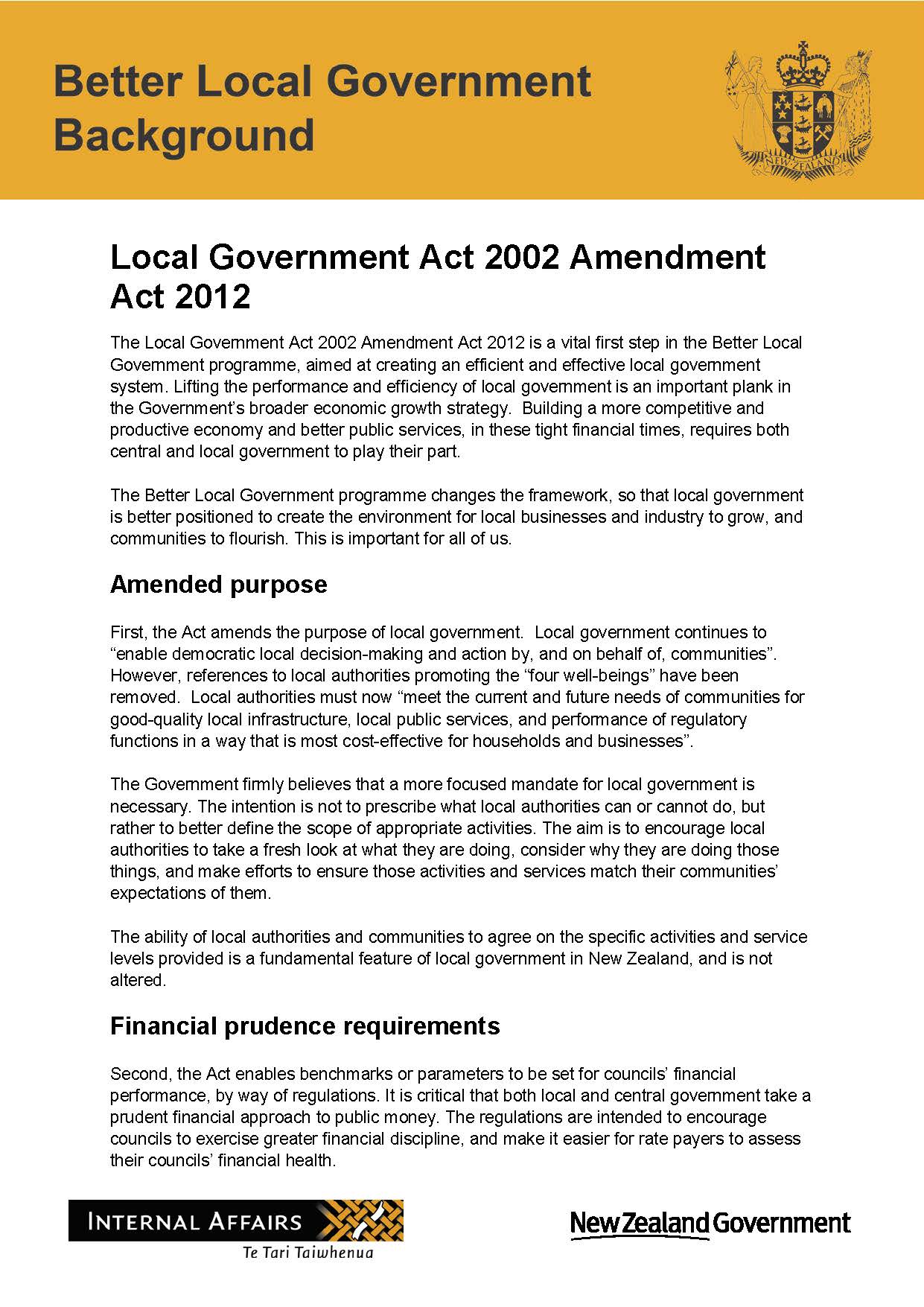 Decorative thumbnail image of Better Local Government Background Document