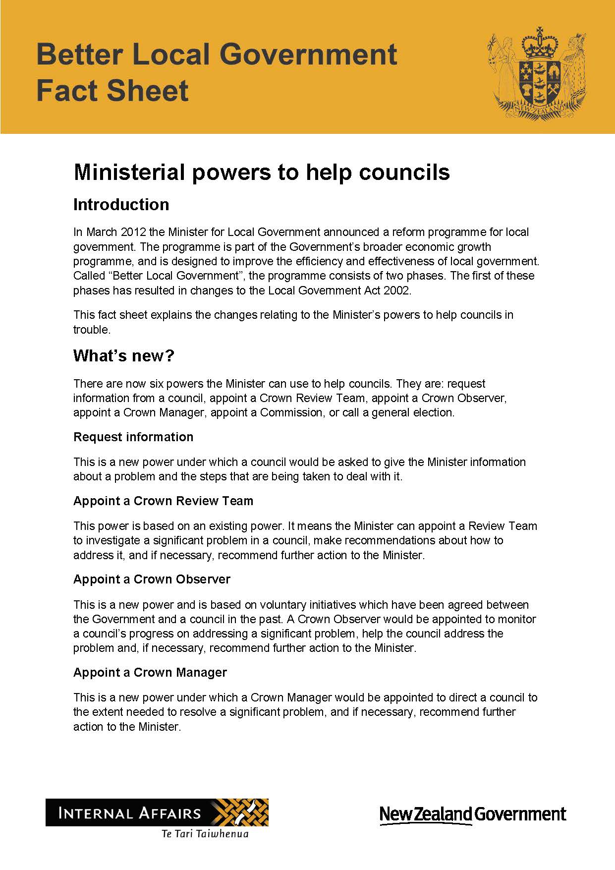 Decorative thumbnail image of a Better Local Government Fact Sheet