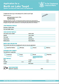 Lake Taupō Berth Application Form