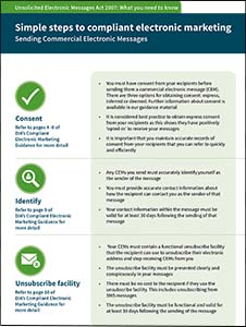 Thumbnail image of the 'Fact Sheet: Simple Steps to Compliant Electronic Marketing'