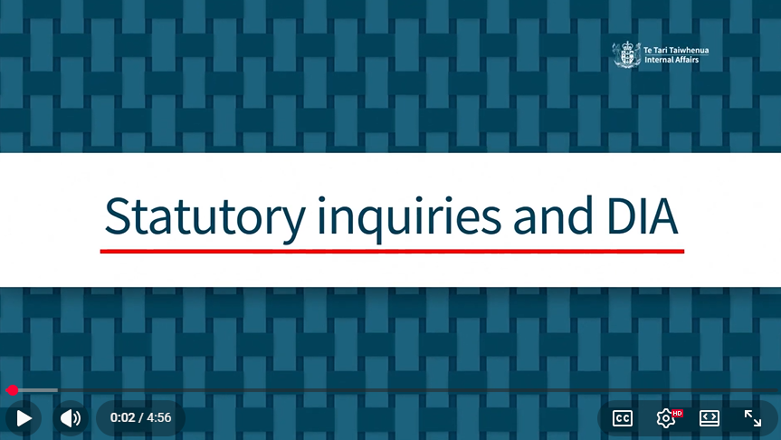What are Statutory Inquiries? (Click on image to watch video on YouTube) Statutory Inquiries and DIA - What are Statutory Inquiries?